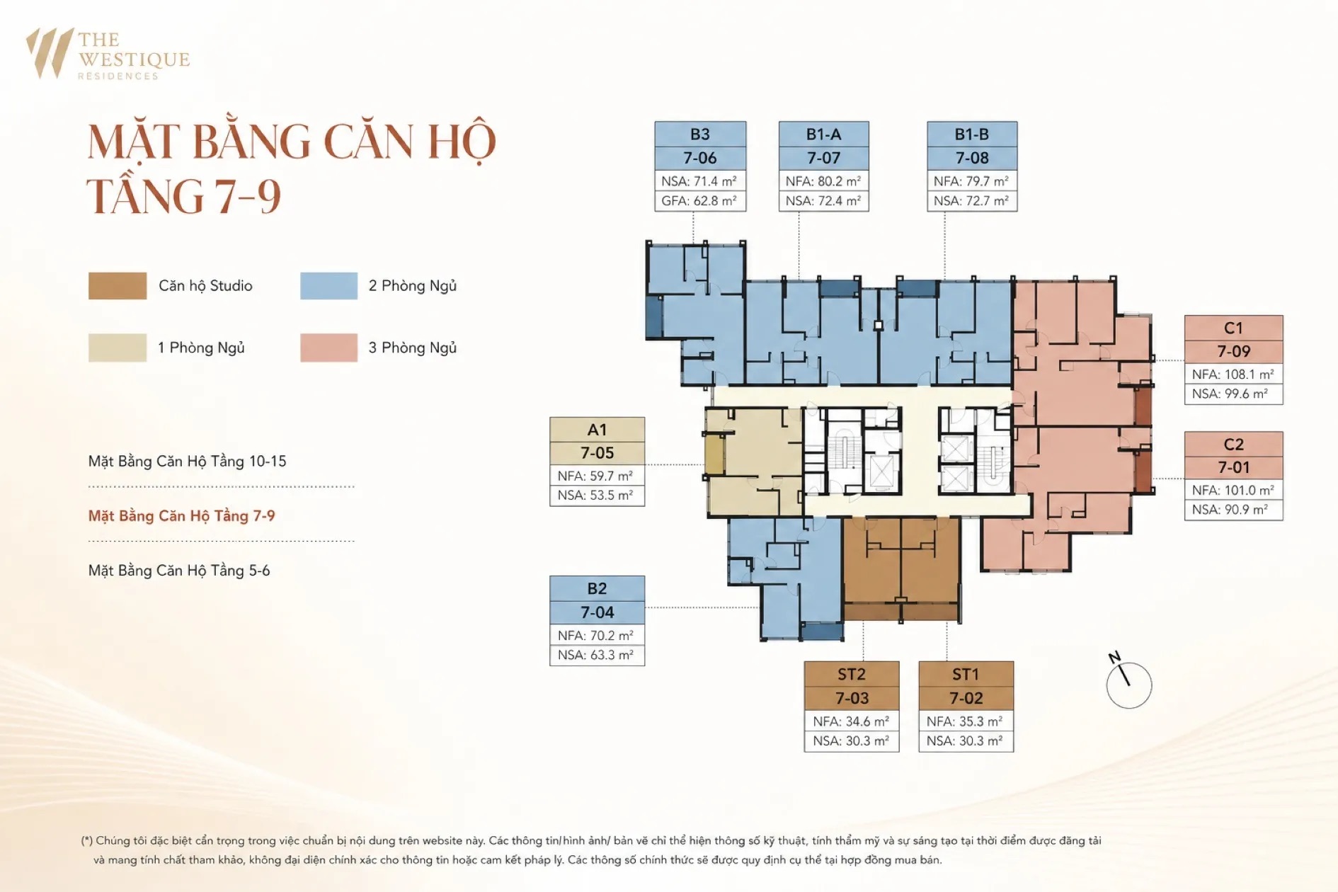 mat bang can ho tang 7 9 the westique residences